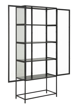 Seaford Tall Black Metal 2 Door Display Cabinet