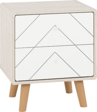 Seville 1 Drawer Bedside in White High Gloss/Light Oak Effect Veneer