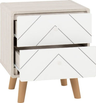 Seville 1 Drawer Bedside in White High Gloss/Light Oak Effect Veneer
