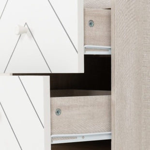 Seville 1 Drawer Bedside in White High Gloss/Light Oak Effect Veneer