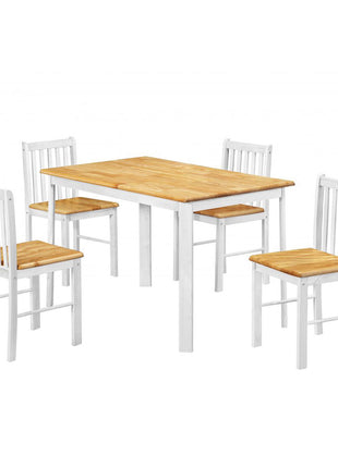 Sheldon Dining Set with 4 Chairs Natural Oak & White