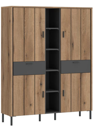 Arundel Wardrobe 4 Door 2 Drawer in Oak/Grey
