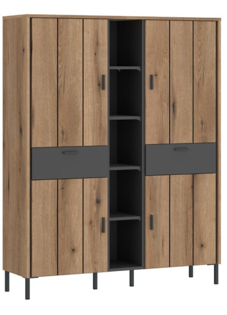 Arundel Wardrobe 4 Door 2 Drawer in Oak/Grey