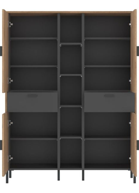 Arundel Wardrobe 4 Door 2 Drawer in Oak/Grey