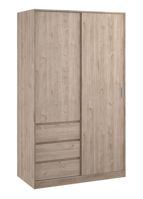 Naia Wardrobe with 1 Sliding Door 1 Door 3 Drawers in Jackson Hickory Oak