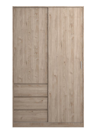Naia Wardrobe with 1 Sliding Door 1 Door 3 Drawers in Jackson Hickory Oak