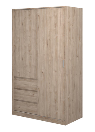 Naia Wardrobe with 1 Sliding Door 1 Door 3 Drawers in Jackson Hickory Oak