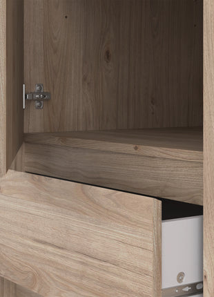 Naia Wardrobe with 1 Sliding Door 1 Door 3 Drawers in Jackson Hickory Oak