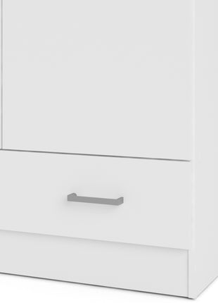 Space Wardrobe with 2 Doors + 1 Drawer in White 1750