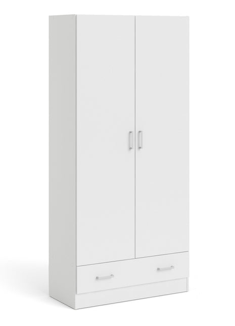 Space Wardrobe with 2 Doors + 1 Drawer in White 1750