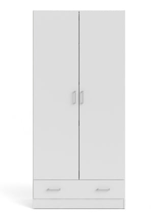 Space Wardrobe with 2 Doors + 1 Drawer in White 1750