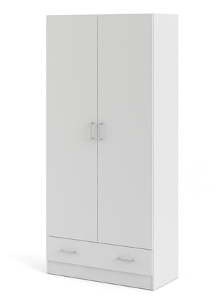 Space Wardrobe with 2 Doors + 1 Drawer in White 1750