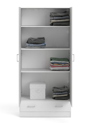 Space Wardrobe with 2 Doors + 1 Drawer in White 1750