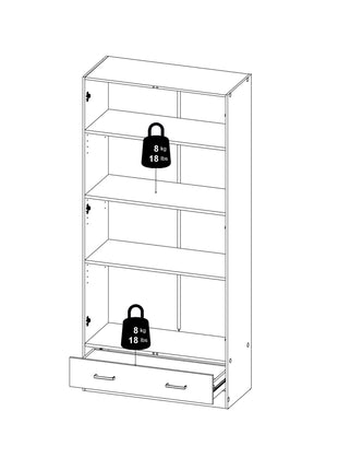 Space Wardrobe with 2 Doors + 1 Drawer in Oak 1750