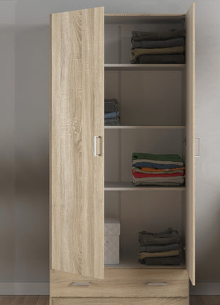 Space Wardrobe with 2 Doors + 1 Drawer in Oak 1750