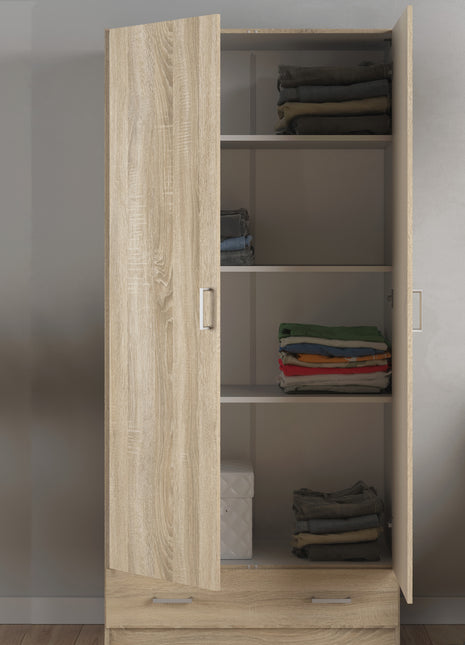 Space Wardrobe with 2 Doors + 1 Drawer in Oak 1750