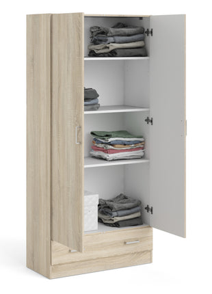 Space Wardrobe with 2 Doors + 1 Drawer in Oak 1750