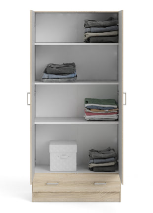 Space Wardrobe with 2 Doors + 1 Drawer in Oak 1750
