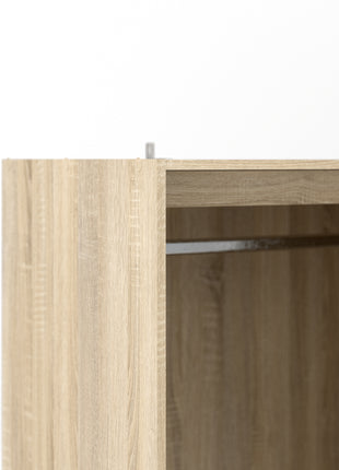 Line Wardrobe with 3 Doors 6 Drawers in Oak with White High Gloss