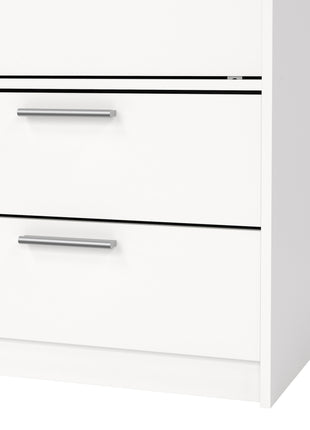 Line Wardrobe with 2 Sliding Doors and 4 Drawers, White
