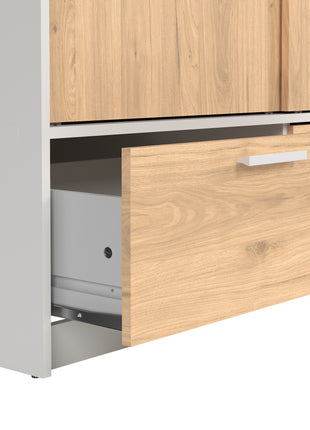 Line Wardrobe with 2 Doors 2 Drawers in White and Jackson Hickory Oak
