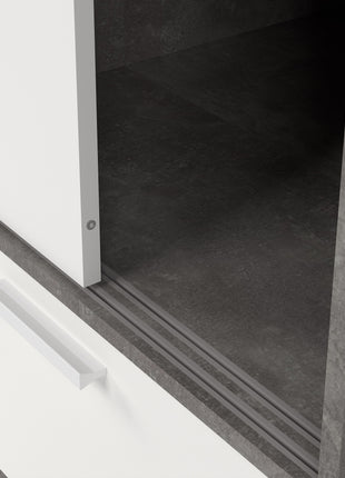Line Wardrobe with 2 Doors 2 Drawers in White and Concrete