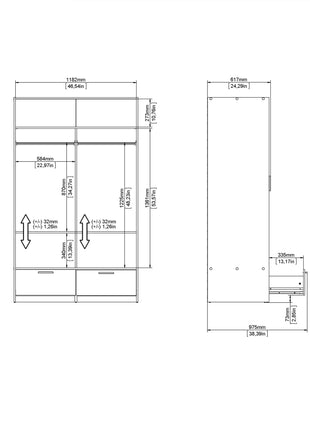 Line Wardrobe with 2 Doors 2 Drawers in Jackson Hickory Oak