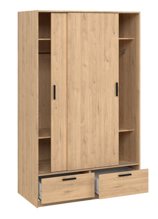 Line Wardrobe with 2 Doors 2 Drawers in Jackson Hickory Oak
