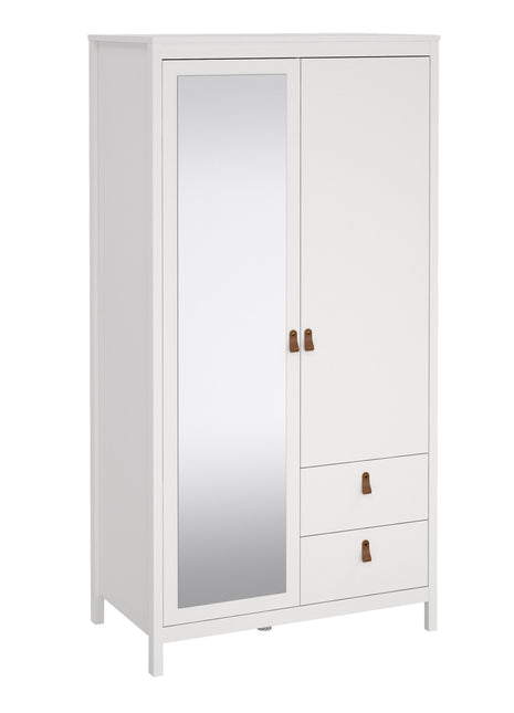 Barcelona Wardrobe with 1 door + 1 mirror door + 2 drawers White