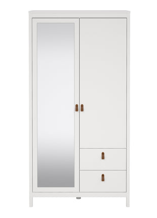 Barcelona Wardrobe with 1 door + 1 mirror door + 2 drawers White