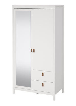 Barcelona Wardrobe with 1 door + 1 mirror door + 2 drawers White