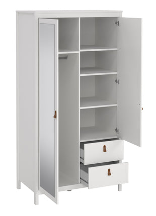 Barcelona Wardrobe with 1 door + 1 mirror door + 2 drawers White