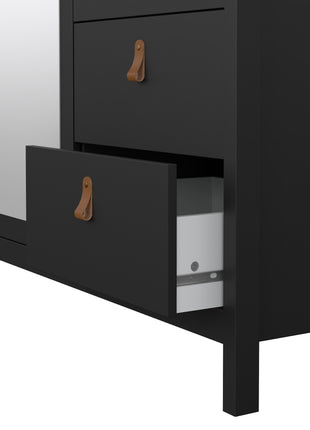 Barcelona Wardrobe with 1 door + 1 Mirror Door + 2 Drawers Matt Black