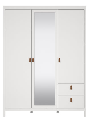 Barcelona Wardrobe with 2 doors + 1 mirror door + 2 drawers White