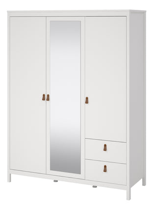 Barcelona Wardrobe with 2 doors + 1 mirror door + 2 drawers White