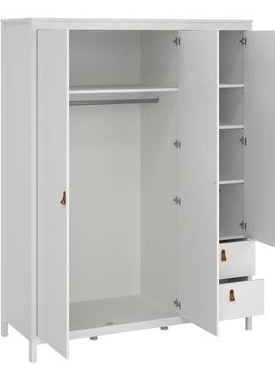 Barcelona Wardrobe with 2 doors + 1 mirror door + 2 drawers White