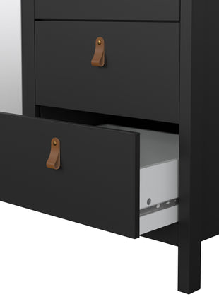 Barcelona Wardrobe with 2 doors + 1 mirror door + 2 drawers Matt Black