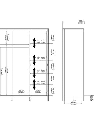 Barcelona Wardrobe with 3 Doors in White