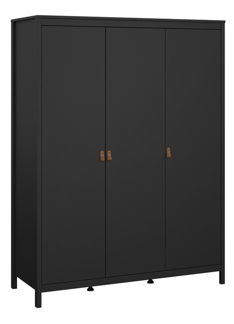 Barcelona Wardrobe with 3 Doors in Matt Black