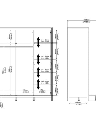 Barcelona Wardrobe with 3 Doors in Matt Black