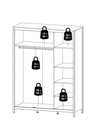 Barcelona Wardrobe with 3 Doors in Matt Black