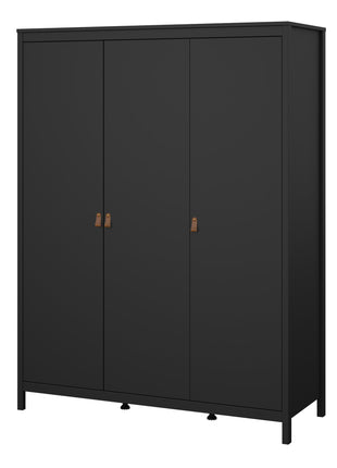 Barcelona Wardrobe with 3 Doors in Matt Black