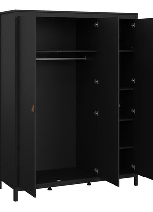 Barcelona Wardrobe with 3 Doors in Matt Black