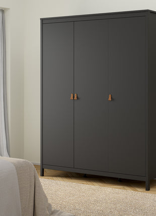 Barcelona Wardrobe with 3 Doors in Matt Black