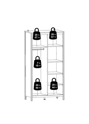 Barcelona Wardrobe with 2 Doors in White