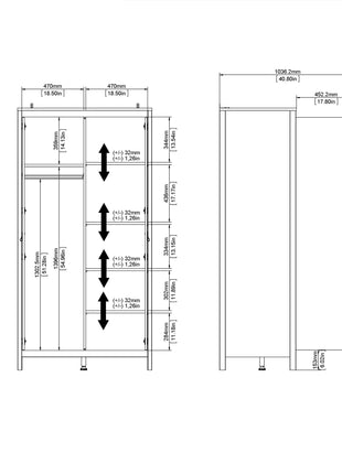 Barcelona Wardrobe with 2 Doors in Matt Black