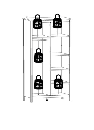 Barcelona Wardrobe with 2 Doors in Matt Black