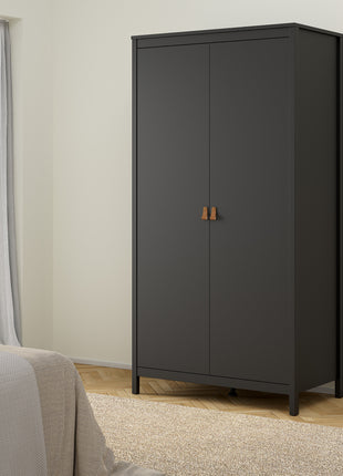 Barcelona Wardrobe with 2 Doors in Matt Black
