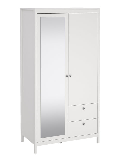 Madrid Wardrobe with 1 Door 1 Mirror Door 2 Drawers White