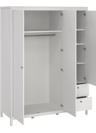 Madrid  Wardrobe with 2 Doors 1 Mirror Door 2 Drawers White